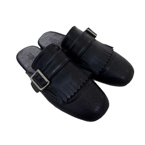 Genuine Leather Square Toe <b>Mules</b> With Buckle And Fringe Breathable Slippers For Women - Product Image 5
