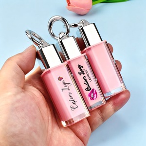 Fabrik Großhandel Lip gloss Klare Behälter Rosa 4ML Tube Silber Abdeckung Leere Lip gloss Flasche mit Schlüssel bund - Product Image 1