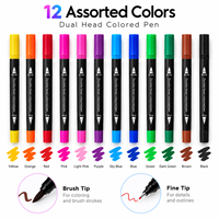 JOYCOLOUR Stylo marqueur à eau pour dessin, pointe fine, marqueur à eau 12 couleurs