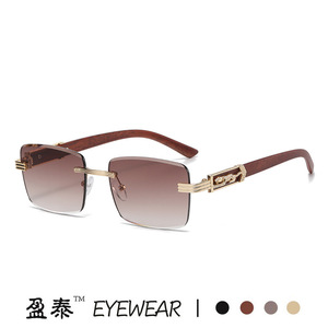 Eyewear Square Frameless <b>Sunglasses</b> UV400 <b>Blue</b> Lens Unisex Fashion - Product Image 3