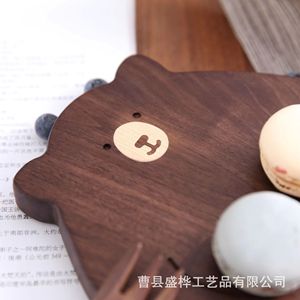 Cartoon Bear Solid Wood Serving <b>Tray</b> For Dessert And <b>Snacks</b> Afternoon Tea Party Use Decorative Design - Product Image 3