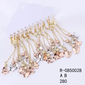 Wholesale 18K Tricolor Aretes Jewelry Hallowing Rosaries Earring Jewelry Accessories Women Earring Trendy Dangle Chain Earrings