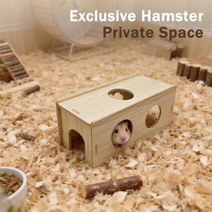 <span class=keywords><strong>Maison</strong></span> en bois pour hamster, tunnel, plateforme, décor, cachette, trou de ventilation, rampe en bois naturel pour hamsters nains, souris, gerbilles - Product Image 5
