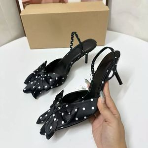 Babouches Femme 2025 Nouvelle Collection Tendance à Pois Bout Ouvert en Soie Mules Slingback Femme Talons Chaton Bas 2025 - Product Image 5