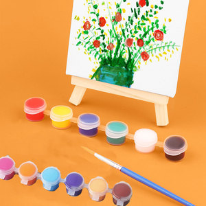 Juego de pintura de arte con 16 juegos (caballetes de madera, 2 pinceles, tableros de lienzo y <span class=keywords><strong>12</strong></span> pinturas) Kit de pintura para niños y adultos Fiesta de pintura - Product Image 2
