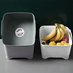 Cuenco de lavado con escurridor de agua con tapón, cuenco de lavado y <span class=keywords><strong>drenaje</strong></span> de cocina con asas y tapón de <span class=keywords><strong>drenaje</strong></span>, 9 litros, gris - Product Image 4