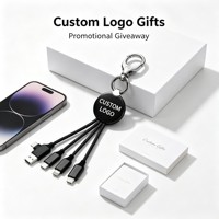 Câble de charge tressé en nylon 4-en-1 avec logo personnalisé, chargeur rapide multifonction USB Type-C/Micro-USB/Lightning – Cadeau