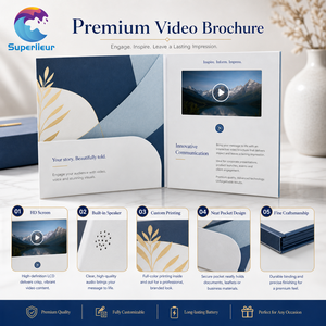 Superlieur – Lecteur de brochure <span class=keywords><strong>vidéo</strong></span> numérique personnalisé à couverture rigide avec écran LCD 7 pouces, carte de vœux publicitaire pour le marketing et la publicité - Product Image 3