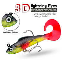 Leurre souple artificiel de 8,5 cm à queue bouclée, coulant, bionique, pour eaux moyennes, type swimbait, pour bar, rivière, lac, eau douce