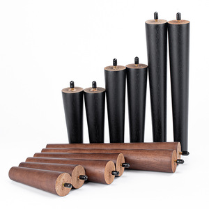 Patas cónicas de madera maciza para muebles de TV, patas redondas con tornillos, patas de soporte de madera de caucho con barniz transparente. - Product Image 5