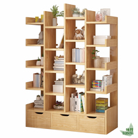 Bibliothèque de bureau moderne et décontractée, couleur naturelle, design unique, grande capacité de rangement pour bureau à domicile, étagère de rangement autoportante