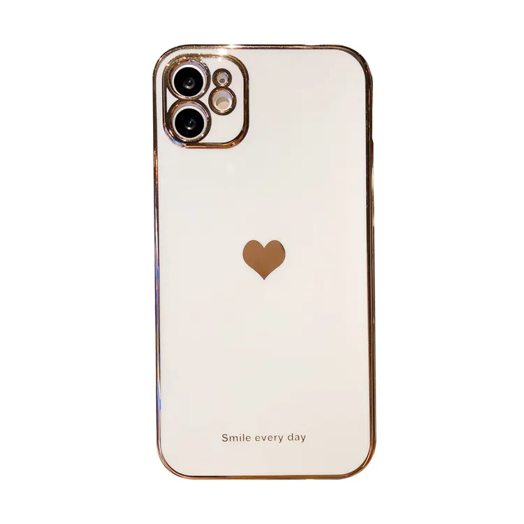 Funda de teléfono inteligente para niñas, cubierta de TPU con corazón de amor tallado en Radio galvanizado