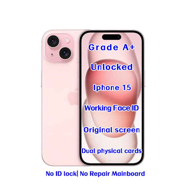 Wholesale Unlocked IPhone15 128GB Pink Original Apple Smartphone 5G Dynamic Island Factory Price Supplier Bulk Stock
