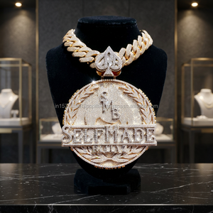 Iced Out Hip Hop Coin Pendant <b>Necklace</b> Custom Letter Design Cuban <b>Chain</b> Luxury Men's Jewelry luxury jewellery - Product Image 3