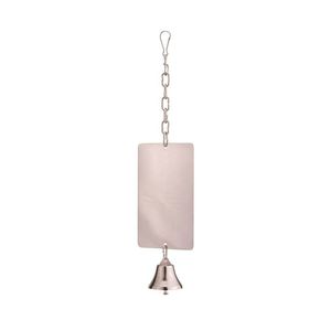 Plaque rectangulaire en métal pour oiseaux, jouet avec chaîne et cloche, pour oiseaux de compagnie d'intérieur, toutes saisons, style simple, durable - Product Image 1