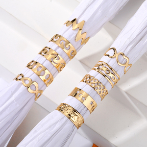Lot de 10 bagues de <span class=keywords><strong>pied</strong></span> ajustables plaquées <span class=keywords><strong>or</strong></span>, motif étoile et lune évidées, style géométrique, pour <span class=keywords><strong>femme</strong></span>, accessoires de mode tendance - Product Image 5