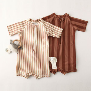 <span class=keywords><strong>Maillot</strong></span> <span class=keywords><strong>de</strong></span> <span class=keywords><strong>bain</strong></span> pour bébé garçon avec imprimé bateau et franges solaires, <span class=keywords><strong>combinaison</strong></span> à manches courtes, col rond, demi-fermeture éclair - Product Image 4