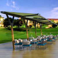 Auvent pliant de luxe 5x4M 6x4M à cadre en aluminium rétractable manuel pour patio, balcon, terrasse, jardin extérieur, cour