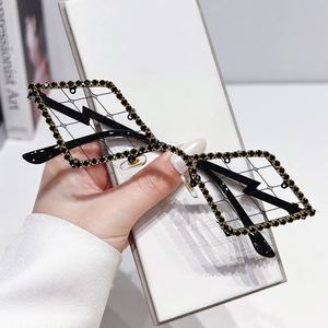 Gafas de Malla con Montura de Aleación y Diamantes Incrustados sin Lentes para Mujer, Lujo 2025, Venta al por Mayor - Product Image 1