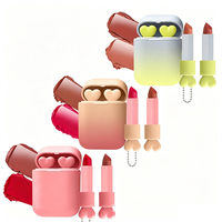 Mini écouteurs en forme de cœur, rouges à lèvres, trousse de maquillage portable