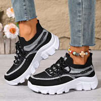 Baskets légères et respirantes pour femmes grandes tailles, semelle souple antidérapante, à lacets, doublure en maille, tendance mode printemps-été-automne