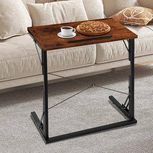 <b>Foldable</b> Multi Functional Side <b>Table</b> With <b>Wooden</b> Top And Metal Frame For Living Room Bedroom Or Home Office Use - Product Image 1