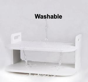 Étagères flottantes à 2 niveaux pour routeur Wifi Couche <span class=keywords><strong>suspendue</strong></span> Ensemble de prises multiples Support de boîte Support de câble Support mural Organisateur de rangement - Product Image 5
