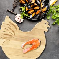Planche à découper en bois de bambou en forme de poulet, plateau de service personnalisé pour charcuterie, planche à découper en bois