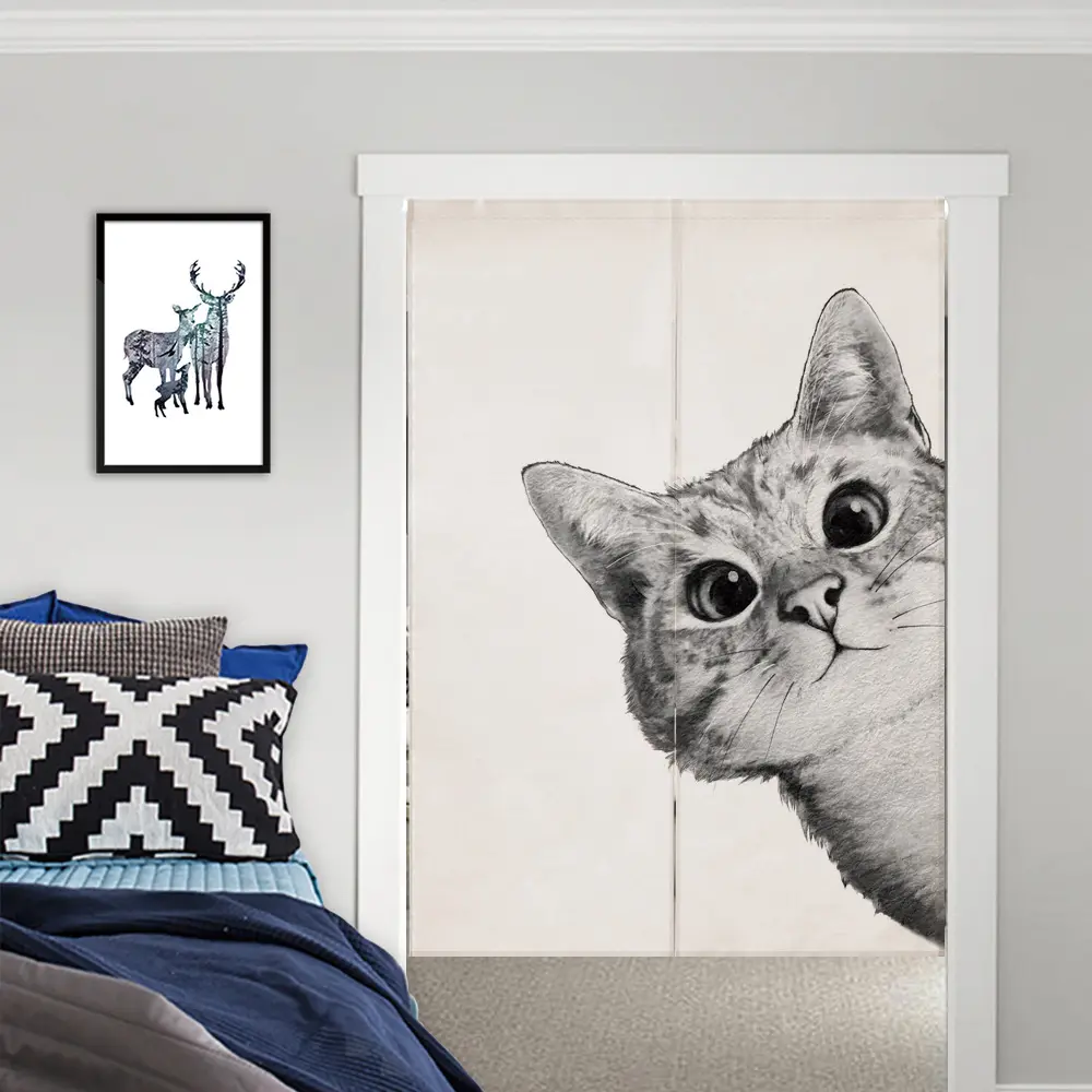 מחיר נמוך הסיטונאי חיה מרילין מונרו קריקטורה שחור ולבן חתול פשתן דלת כותנה לקבל מותאם אישית