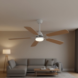 Modern 52 Inch <b>Ceiling</b> Fan With Led <b>Light</b> 5 Blades <b>Remote</b> <b>Control</b> Dc Motor Indoor Flush Mount 6 Speed Reversible - Product Image 2