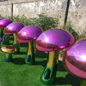 Sculptures champignons en acier inoxydable poli à la main sur mesure couleurs dégradées galvanisées pour l'artisanat en métal de la cour du parc - Product Image 2