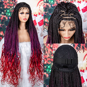 Peluca de Trenzas Box Braid con Frente de Encaje <span class=keywords><strong>Jennifer</strong></span>, con Puntas Rizadas, Diferentes Colores, Pelucas Trenzadas con Ondas Sueltas Rizadas Francesas en Existencia - Product Image 5