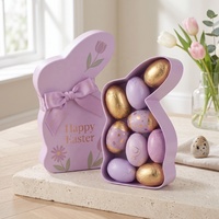 Emballage de chocolat de Pâques en forme de lapin en feuille d'or de luxe, écologique, fait main, boîte cadeau de fête en deux parties avec ruban