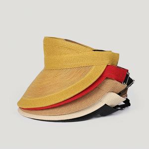 Visière en paille de papier pour femme, élégante et simple, à large bord, protection solaire, pour l'été et les trajets quotidiens - Product Image 1
