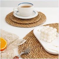 Set de table décoratif en tissu tressé, résistant à la chaleur et biodégradable, motif cercle simple, pour restaurant, utilisable comme dessous de verre, dessous de tasse et dessous de bol