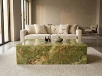 Table basse rectangulaire moderne en onyx vert pakistanais poli SH STONE, design bas, meubles de salon pour appartement