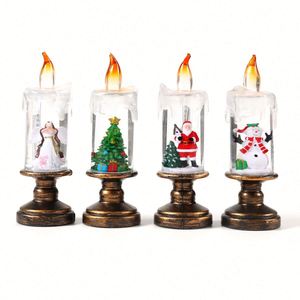 Custom Flameless LED Christmas Candle <b>Light</b> PVC Plastic Snow Globe Base Holiday Decoration Bulk OEM <b>Timer</b> Function AXGIFTS - Product Image 1
