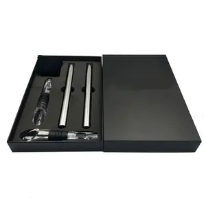 Black Magnetic Gift Box Set Stainless Steel Wine Chiller Stick