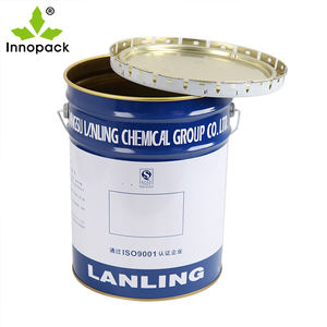 Cubo de pintura de estaño de metal vacío personalizado Cubo de tambor de revestimiento blanco de hierro de acero <span class=keywords><strong>Bidon</strong></span> con asa y tapa de flores - Product Image 2