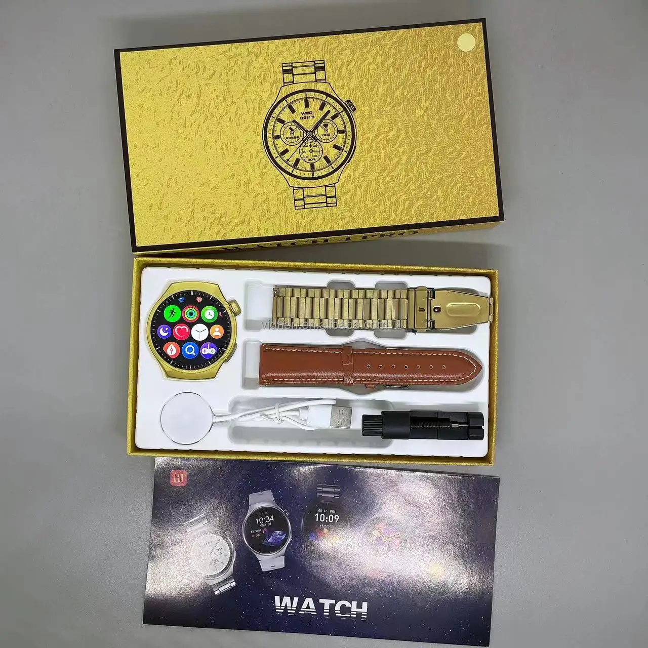 Luxury smartwatch 1.52" Golden watch for man waterproof reloj inteligente low battery consumption watch4pro smart watch