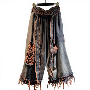 Shorts de mezclilla para mujer, vaqueros rasgados de estilo Y2K, modernos y desgastados, de cintura media, holgados, estilo hip hop, para <span class=keywords><strong>hombre</strong></span> y mujer, venta al por mayor - Product Image 2