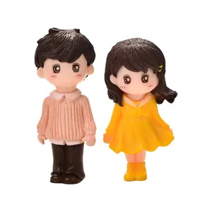 DIY Dollhouse 3D Brinquedo Em Miniatura Grandes Olhos Amantes Estatueta Resina Artesanato Decoração De Mesa De Areia