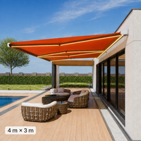 Auvent rétractable motorisé à cassette intégrale pour patio, balcon, jardin, cour, fenêtre, protection solaire extérieure et utilisation en terrasse