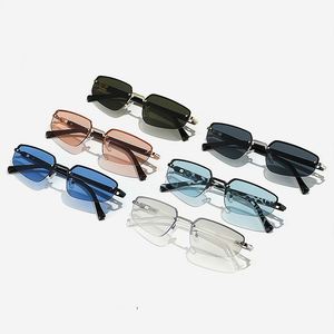 Lunettes de soleil vintage 2025 personnalisées avec logo, demi-montures punk pour hommes et femmes, protection UV400, style œil de chat Y2K sans monture - Product Image 3