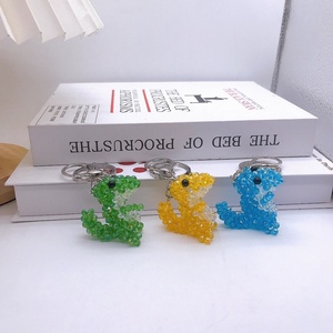 Wholesale Promotion Gifts Kids Birthday Souvenir Bag Charm Cute Animal <b>Keyrings</b> Clear Faceted Plastic Cartoon Dinosaur Keychain - Product Image 2