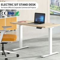 Bureau assis-debout électrique à double moteur, réglable en hauteur, ergonomique, pour poste de travail à domicile, avec conception anti-collision