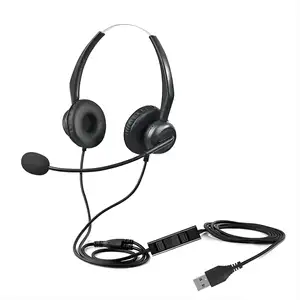 Beien headset binaural usb para centro de negócios, fone de ouvido com microfone cancelador de ruídos e controle de volume para negócios