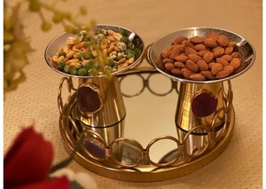 Juego de Tazones de Lujo para Servir Aperitivos con Bandeja de Metal, Juego Decorativo para Servir Frutos Secos para el Hogar y la Mesa - Product Image 4