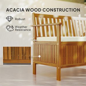 Acacia Outdoor <strong>Bench</strong> <strong>with</strong> <strong>Storage</strong> Box,28 Gallon Outdoor <strong>Storage</strong> <strong>Bench</strong>,Acacia <strong>Wood</strong> <strong>Garden</strong> Seat <strong>with</strong> Cushion for Park - Product Image 4