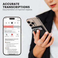 Enregistreur vocal intelligent IA GPT-4o, 112 langues, transcription en temps réel, 64 Go, batterie 23H, résumé intelligent, carte d'enregistrement